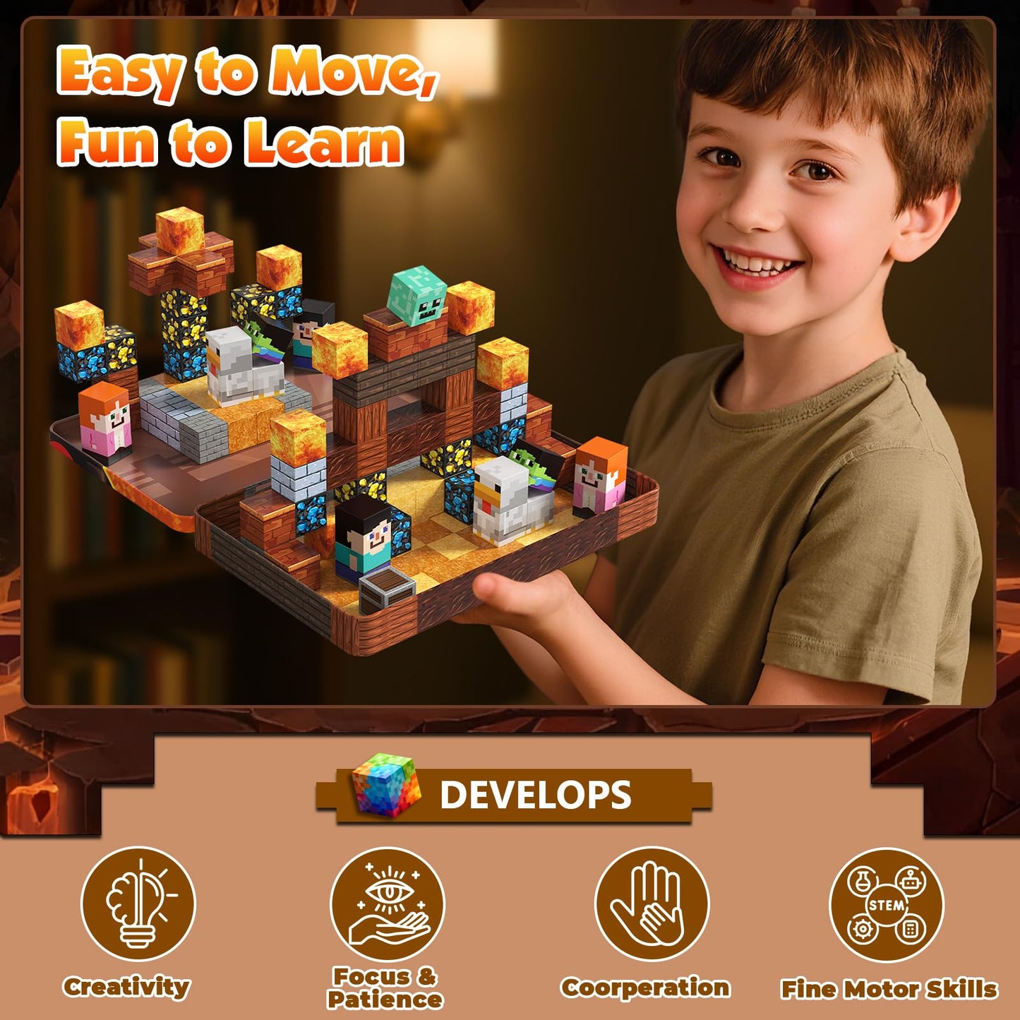 ToyUnited 60 PCS Magnetic Blocks – 0.8in Mini Building Cubes, Travel STEM Toy for Kids 3+