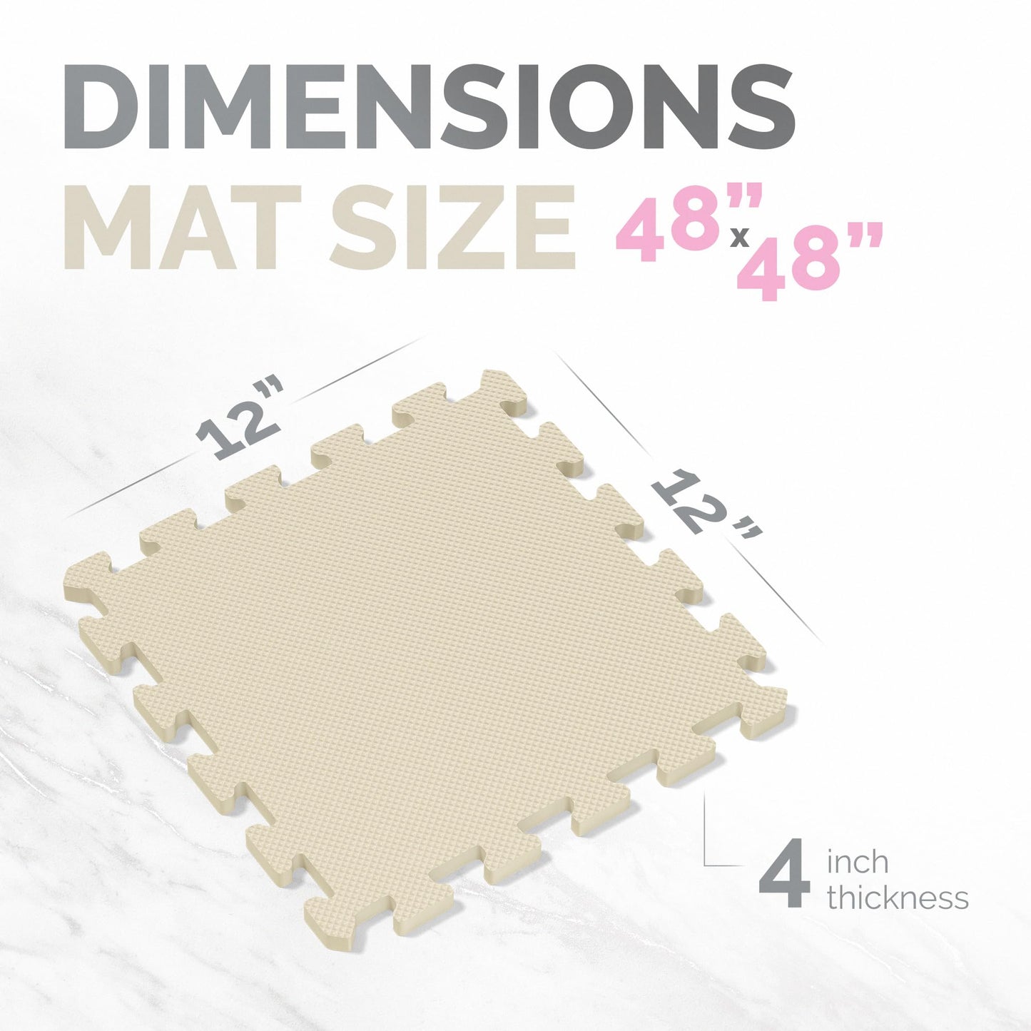 ToyVelt Foam Puzzle Floor Mat | 12x12 Interlocking Tiles for Kids – Non-Toxic Cream Gray Beige