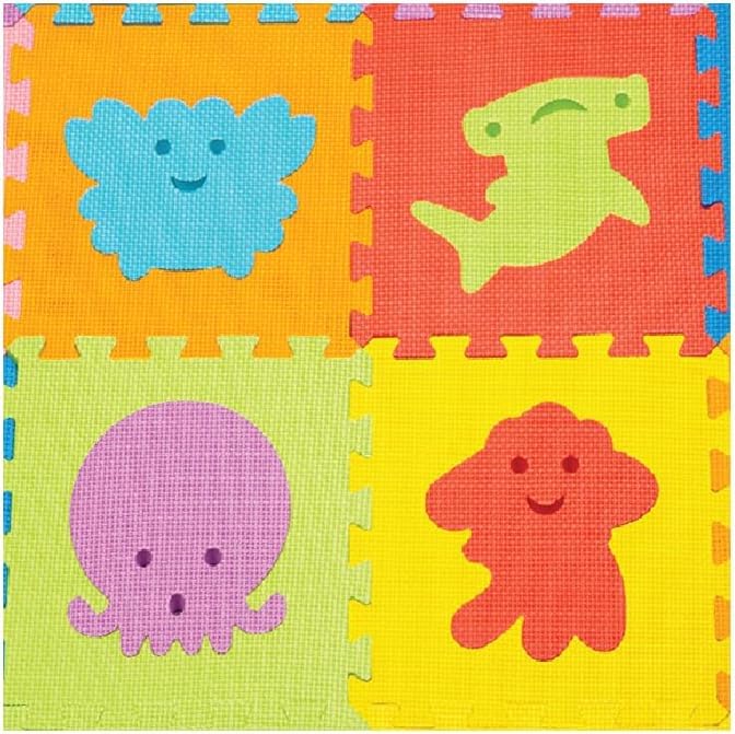ToyVelt Foam Puzzle Floor Mat for Kids | 12x12 Interlocking Tiles, Alphabet ABC, Sea Animals