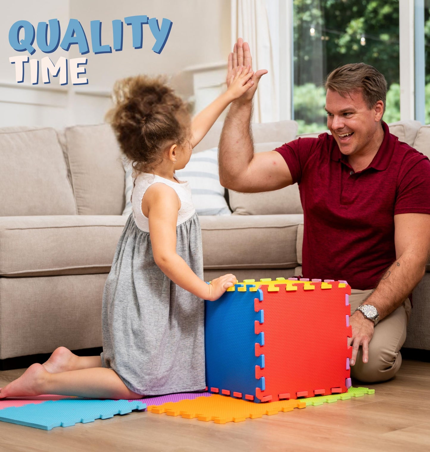 ToyVelt Foam Puzzle Floor Mat – 12x12 Interlocking Tiles with ABC & Colors