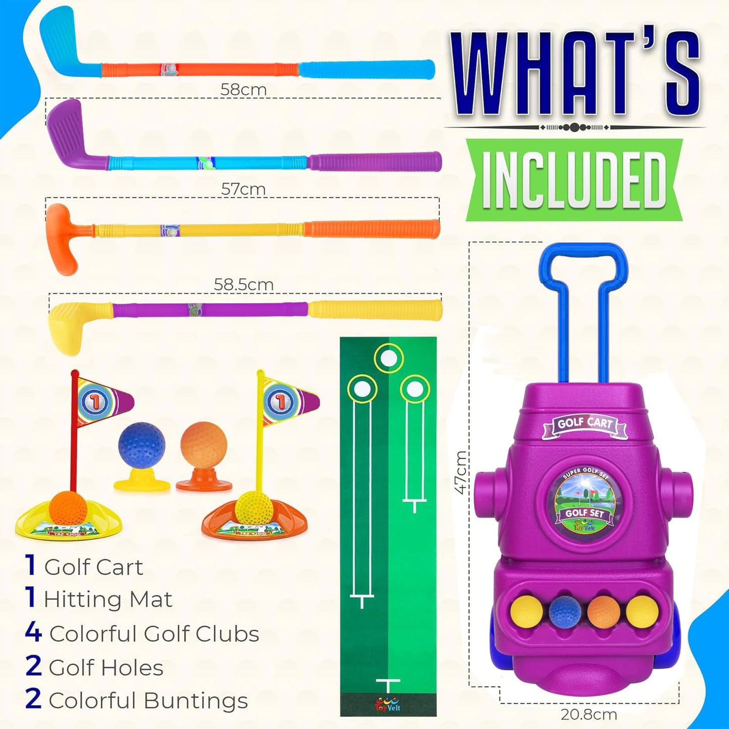 ToyVelt Toddler Golf Set – Safe Indoor Golf for Kids 2–5