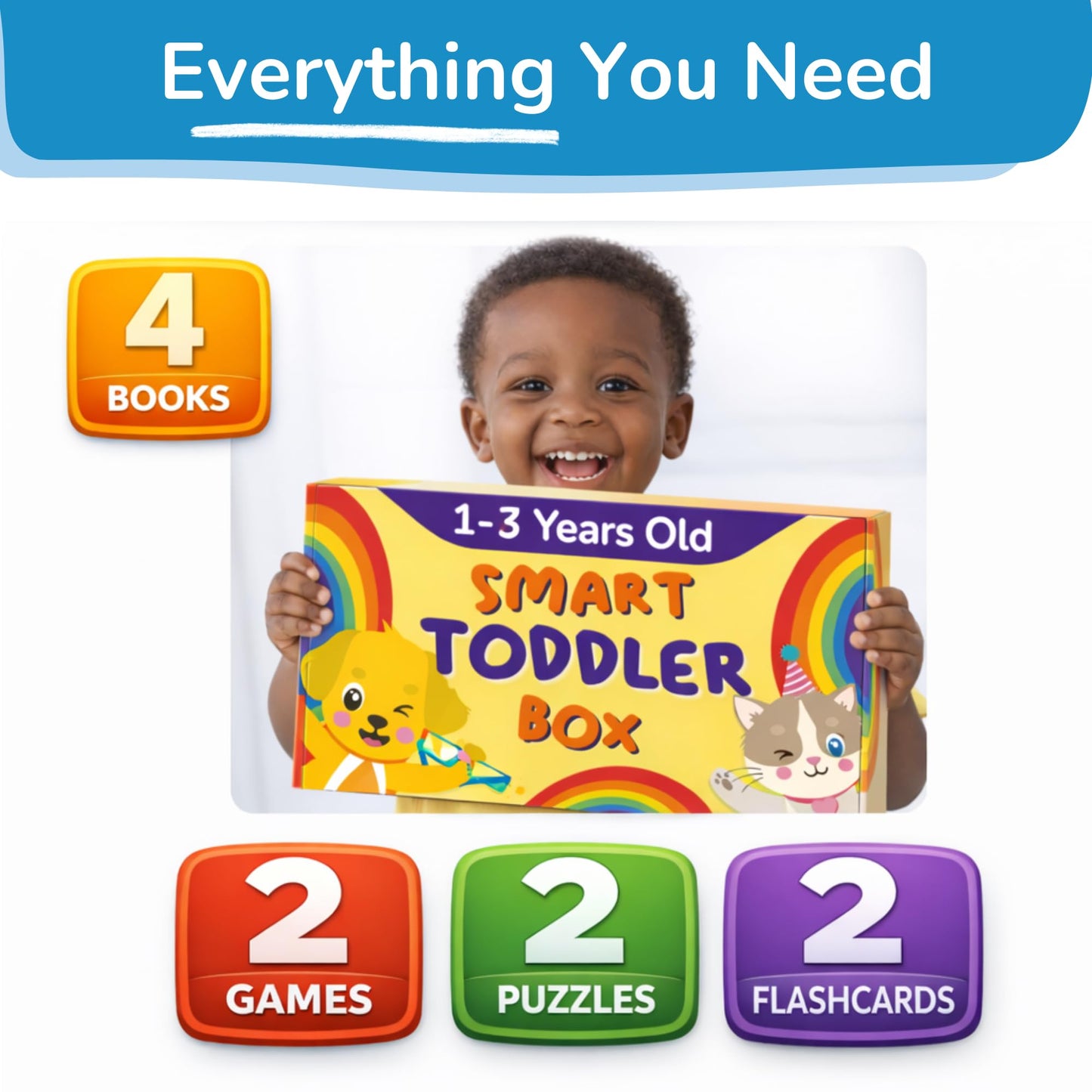 TOYVENTIVE Preschool Montessori Learning Kit with Busy Book – Toddler Flash Cards & Puzzles (Ages 1-4)
