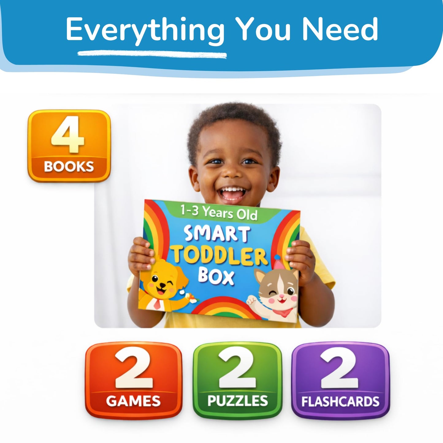 TOYVENTIVE Educational Books, Flash Cards, and Puzzles – Birthday Gifts for 1–4 Year Old Boys