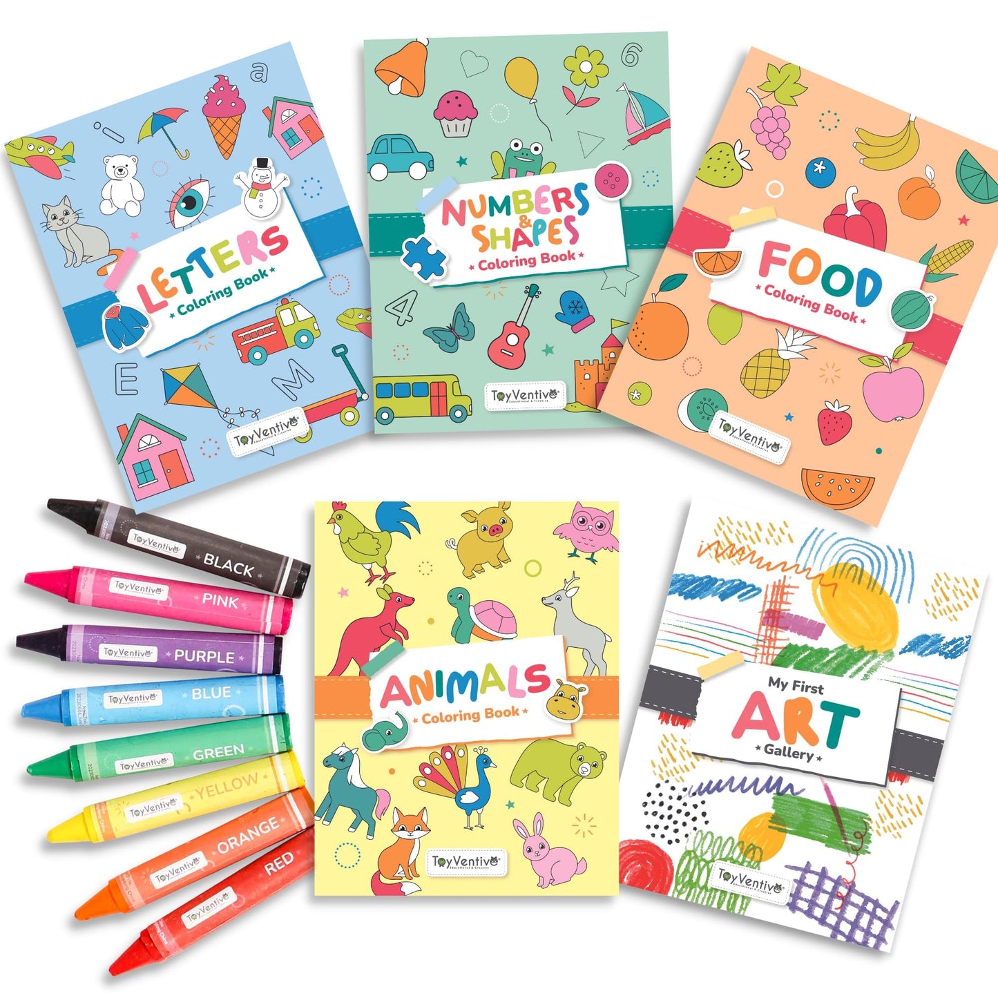 TOYVENTIVE Toddler Coloring Books, Non-Toxic Crayons & Gift Sets for 1+ Year Olds