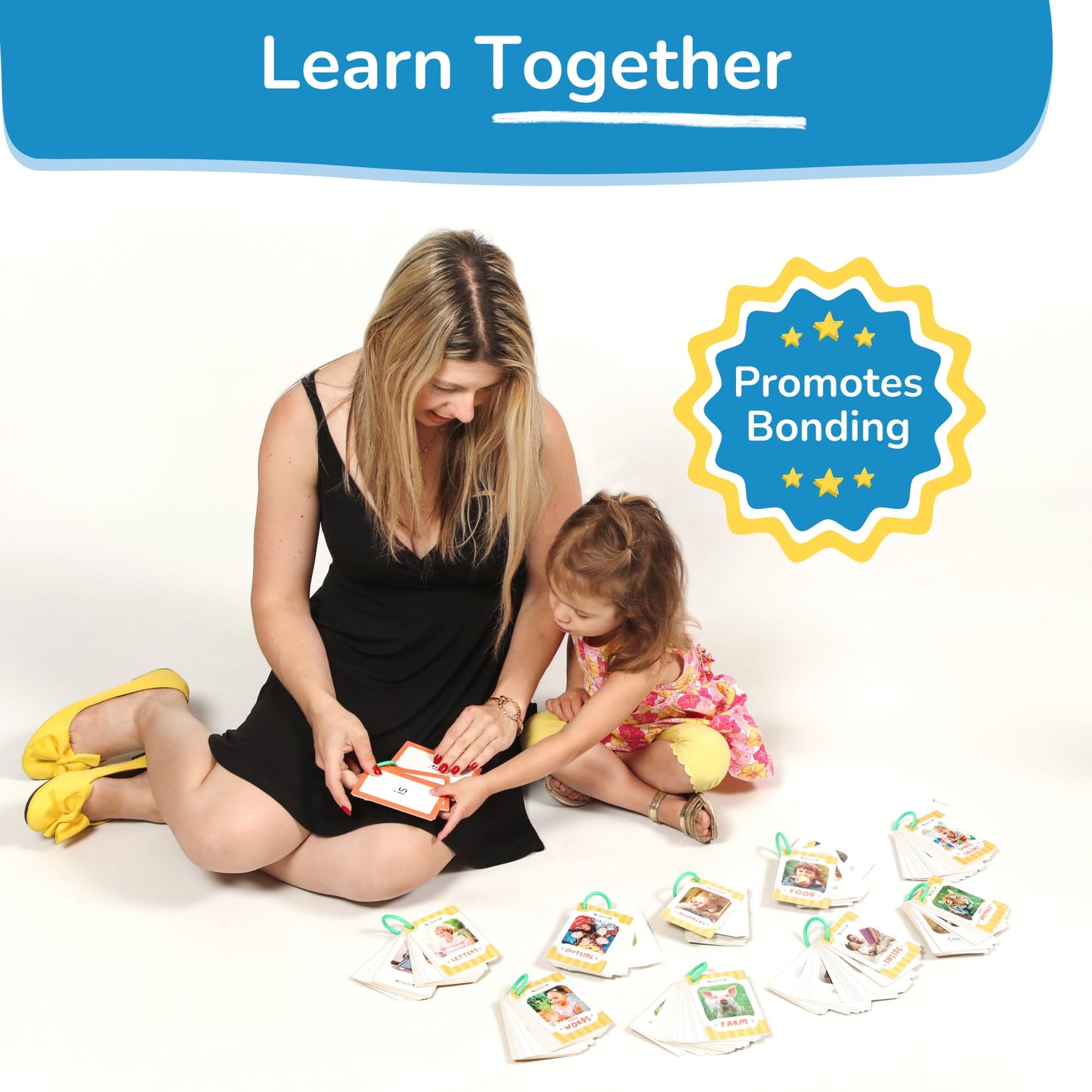 TOYVENTIVE Thick & Sturdy Flash Cards with Rings for Toddlers 1–3 – Montessori & Language Learning Toys