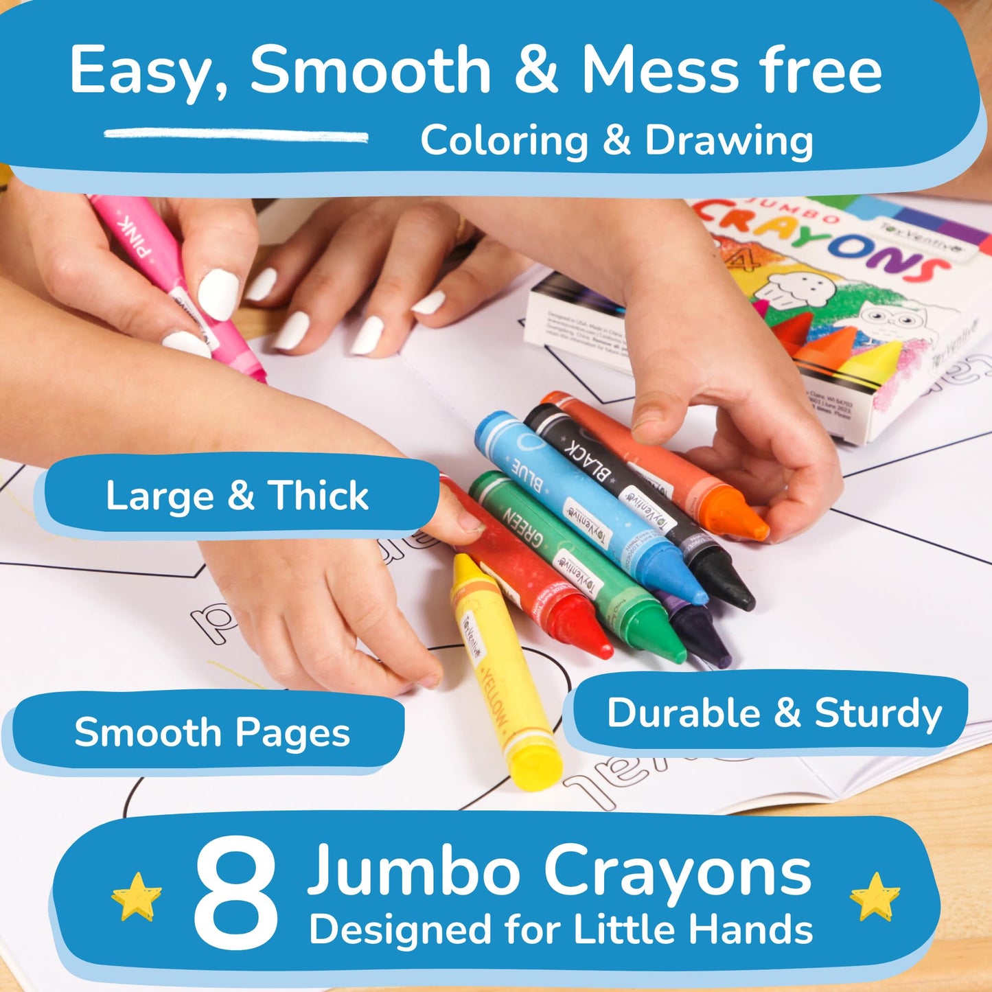TOYVENTIVE Toddler Coloring Books & Crayons – Educational Toys for Ages 1-4