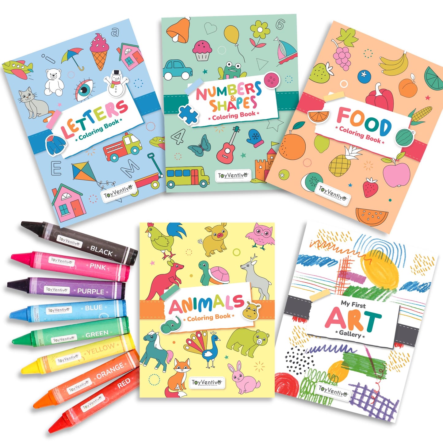 TOYVENTIVE Toddler Coloring Books & Crayons – Educational Toys for Ages 1-4