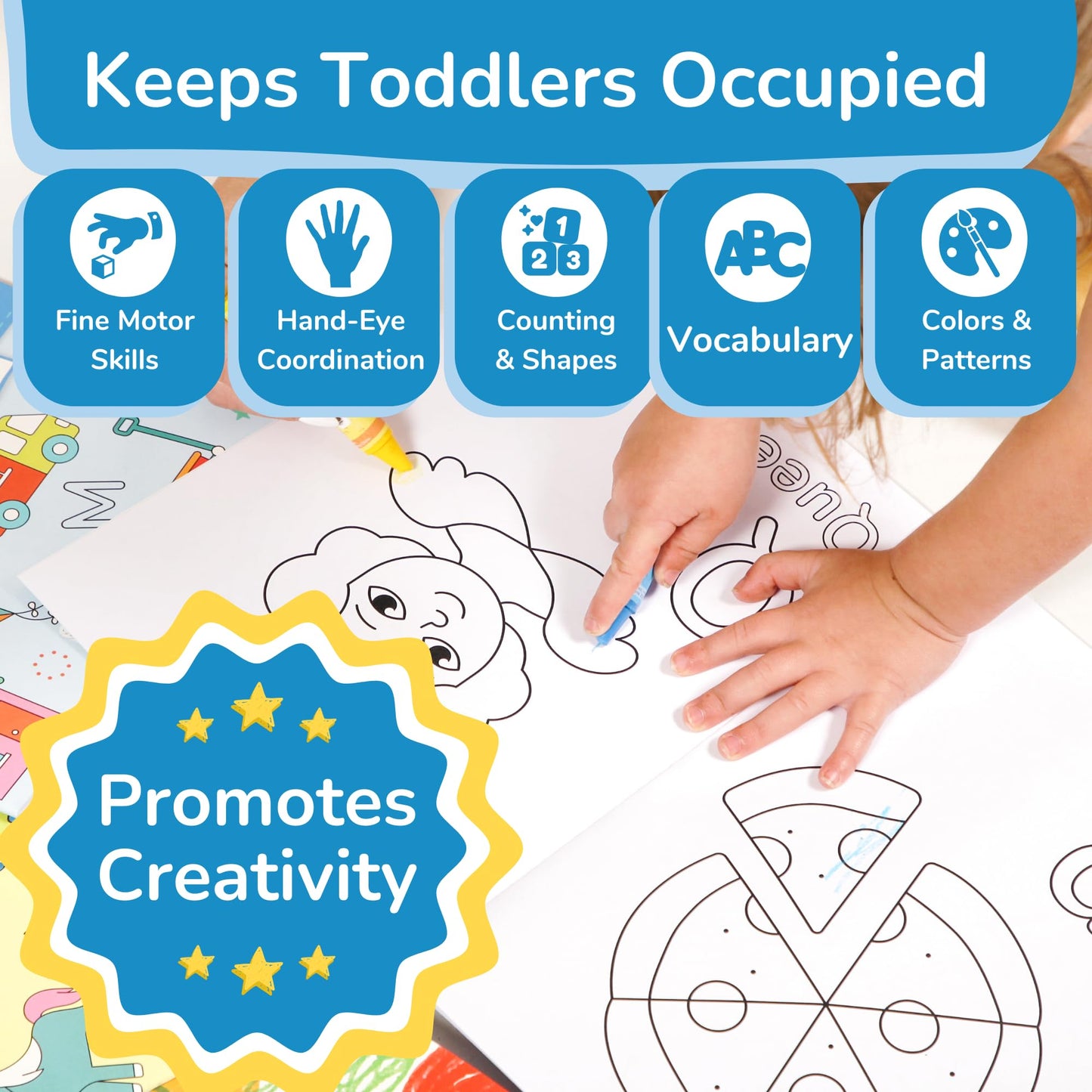 TOYVENTIVE Toddler Coloring Books & Crayons – Educational Toys for Ages 1-4