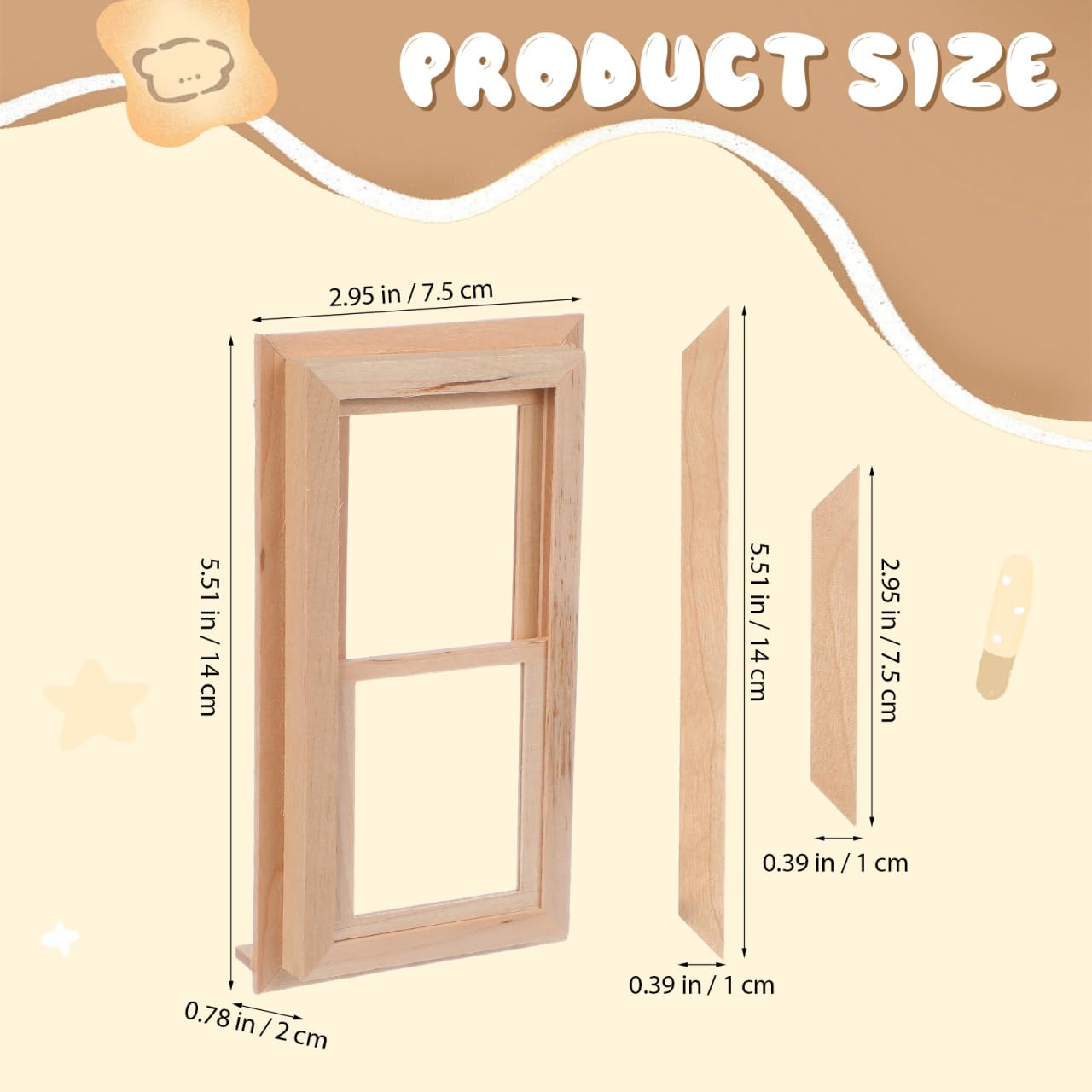 Toyvian 12-Scale Wooden Dollhouse Window Frame – DIY Mini Window for 1:12 Homes