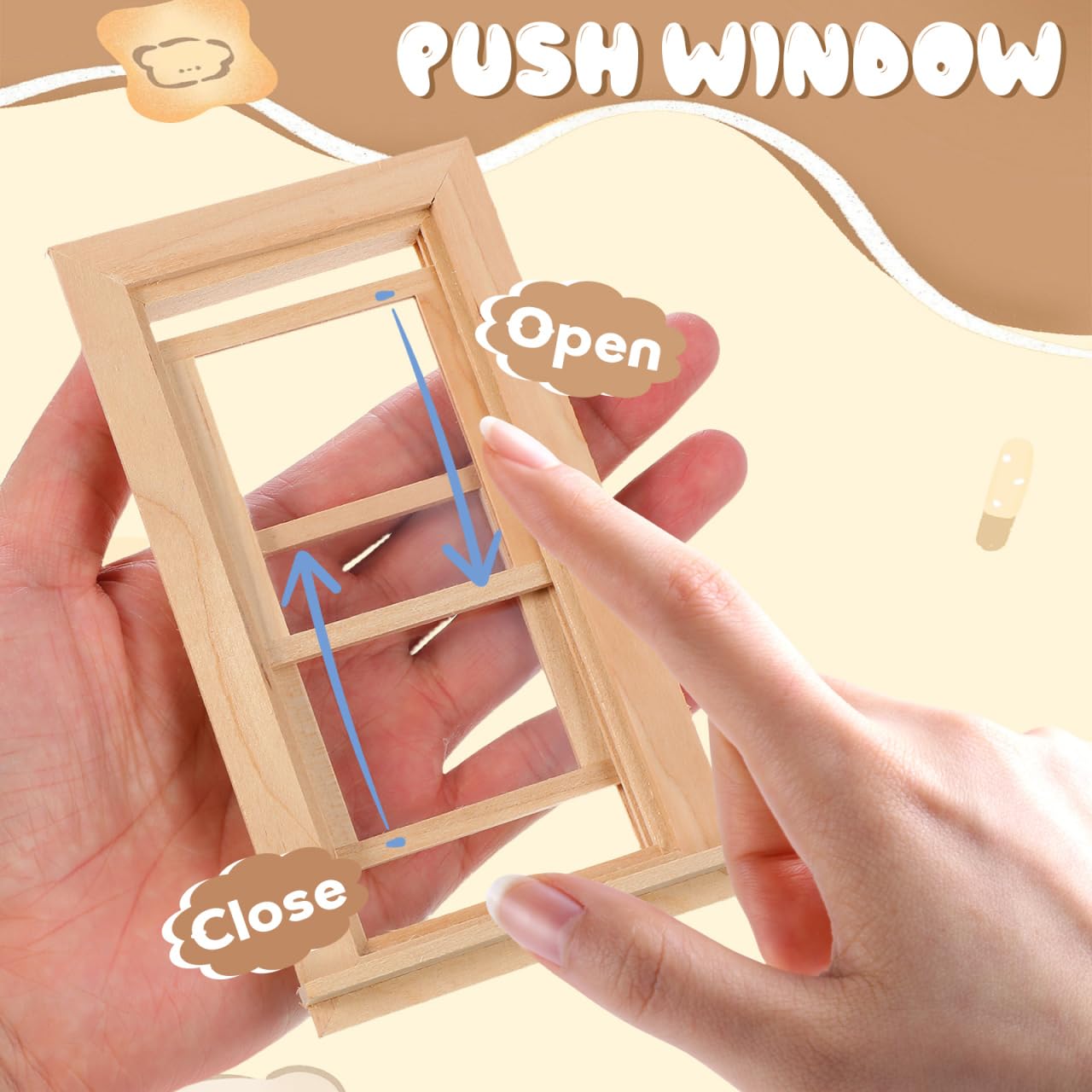 Toyvian 12-Scale Wooden Dollhouse Window Frame – DIY Mini Window for 1:12 Homes