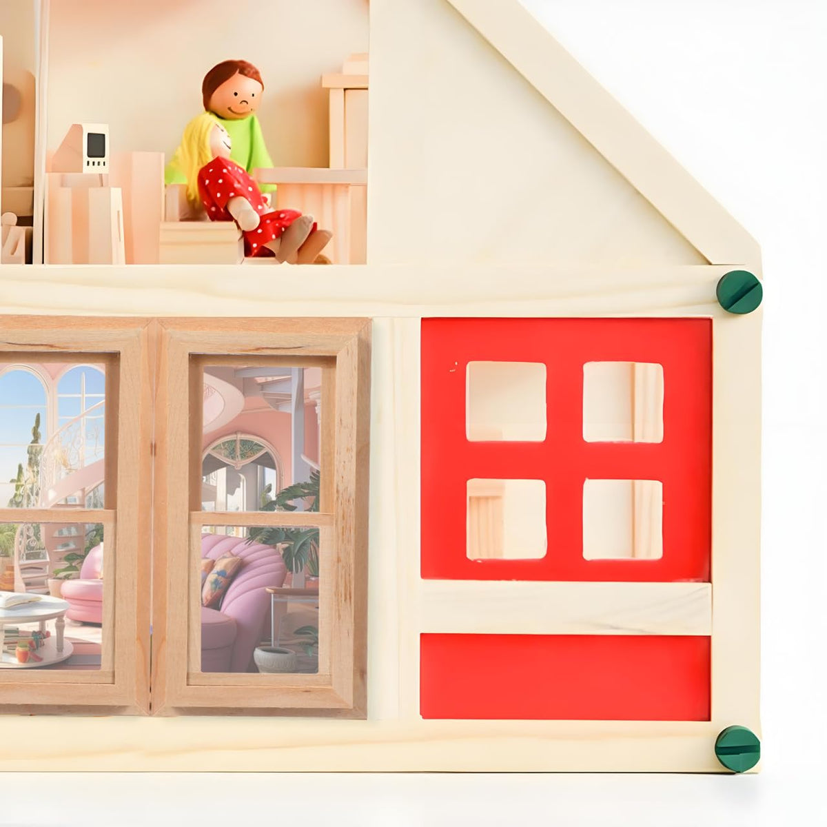 Toyvian 12-Scale Wooden Dollhouse Window Frame – DIY Mini Window for 1:12 Homes