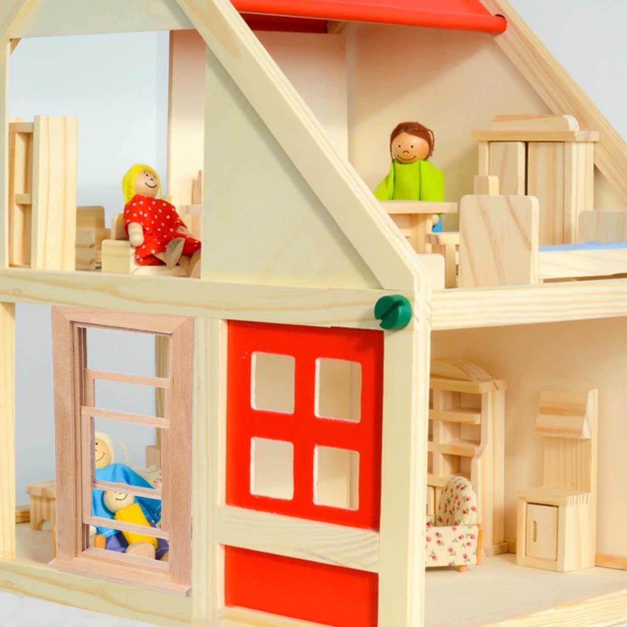 Toyvian 12-Scale Wooden Dollhouse Window Frame – DIY Mini Window for 1:12 Homes