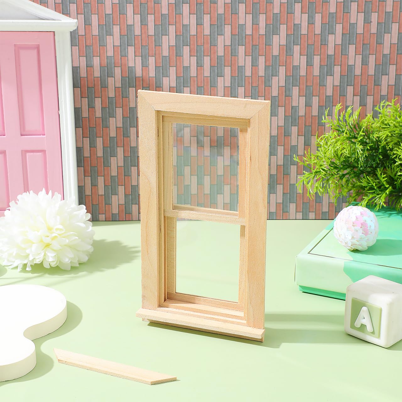 Toyvian 12-Scale Wooden Dollhouse Window Frame – DIY Mini Window for 1:12 Homes
