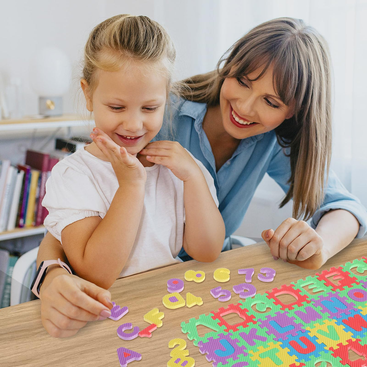 Toyvian 36Pcs Mini Number Alphabet Puzzle Table Mat for Early Learning