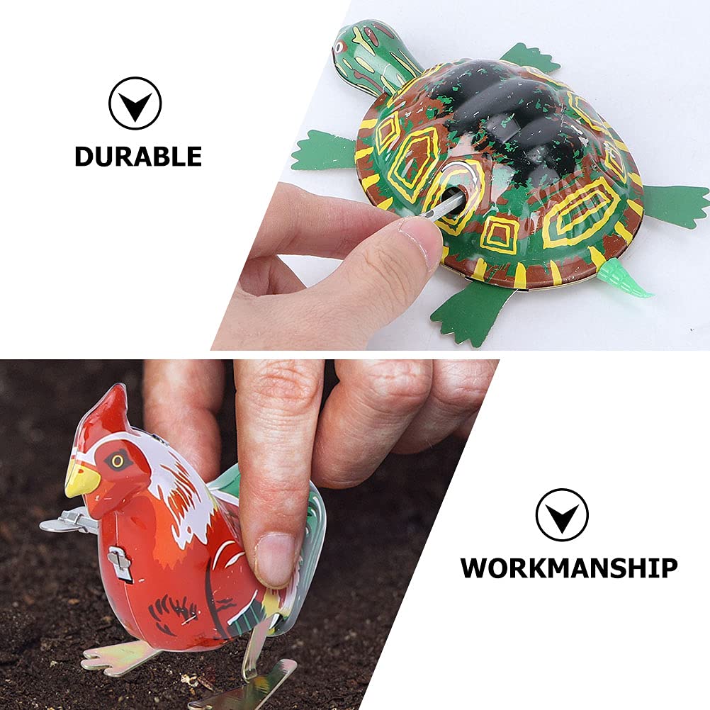 Toyvian 4Pcs Vintage Tin Toys: Wind-Up Clockwork Jumping Animals Set