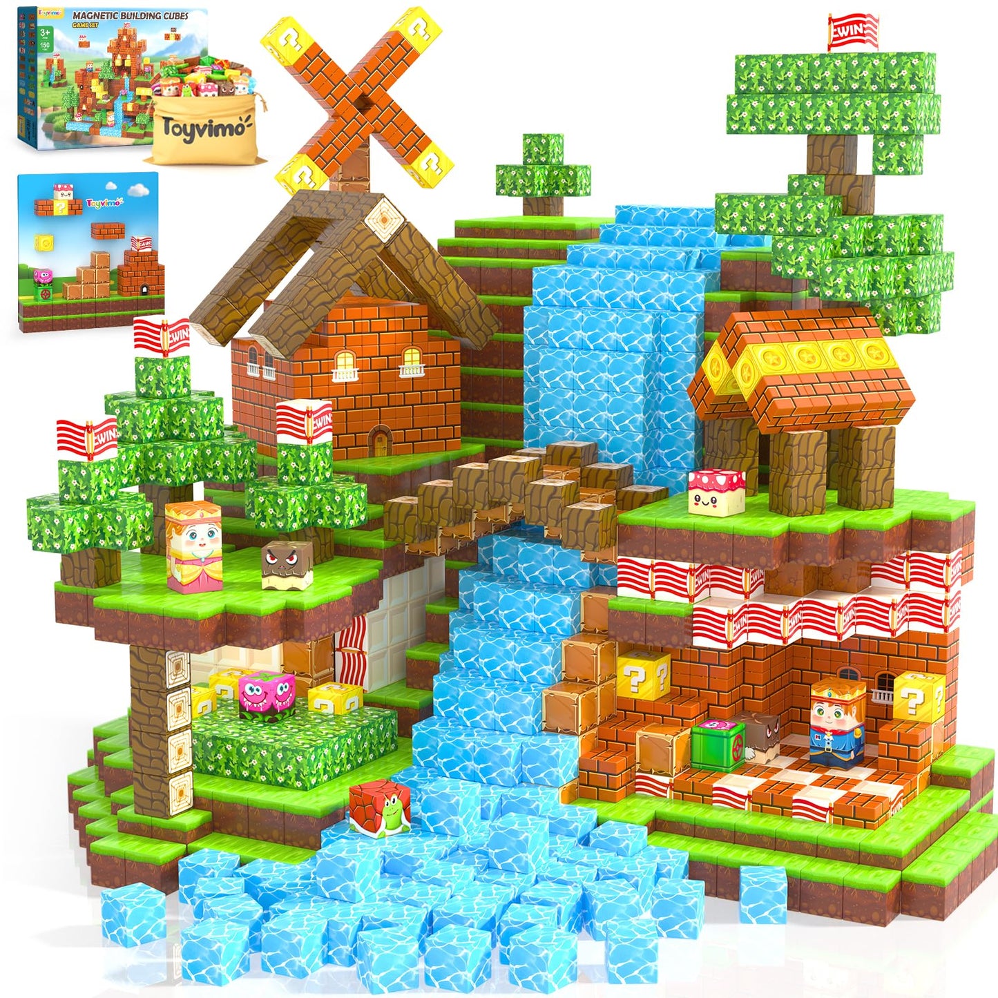 Toyvimo 150 Magnetic Blocks: STEM Building Tiles for Kids 3-12