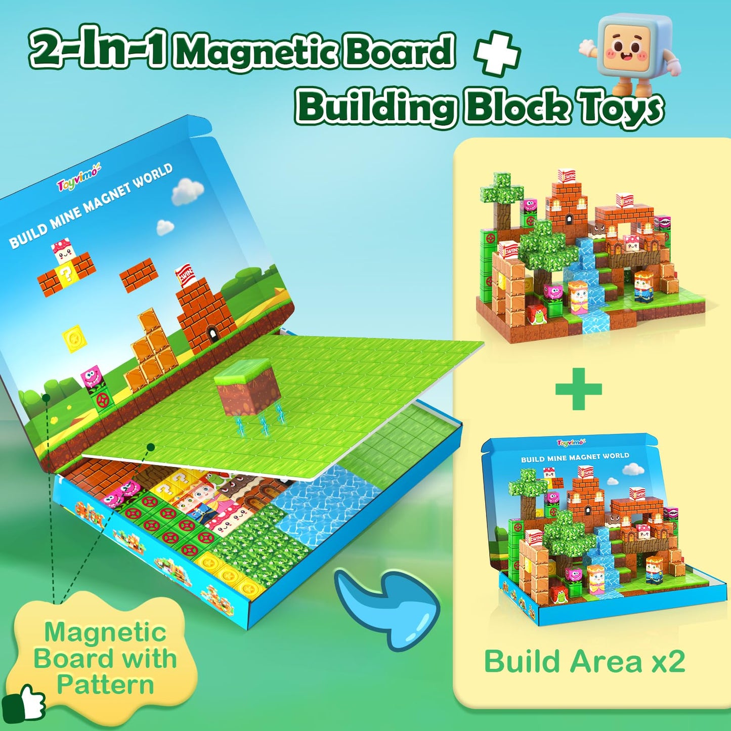 Toyvimo 150 Magnetic Blocks: STEM Building Tiles for Kids 3-12