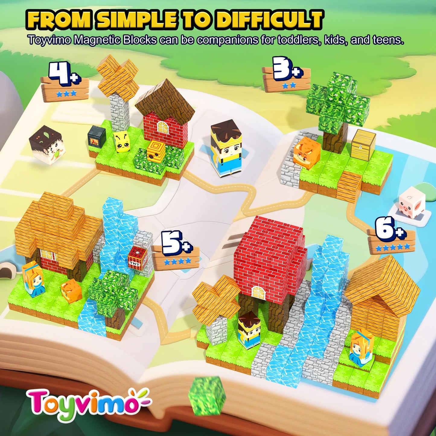 Toyvimo Magnetic Blocks 100PCS – STEM Compatible Building Toys for Kids 3+