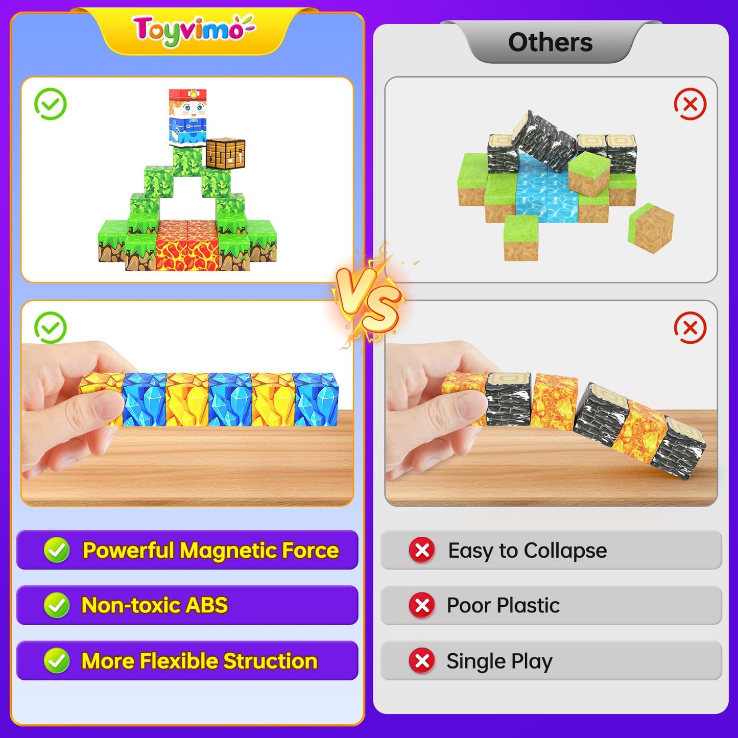 Toyvimo Magnetic Blocks 100PCS – Forest & Mine STEM Building Toys for Kids 3-12