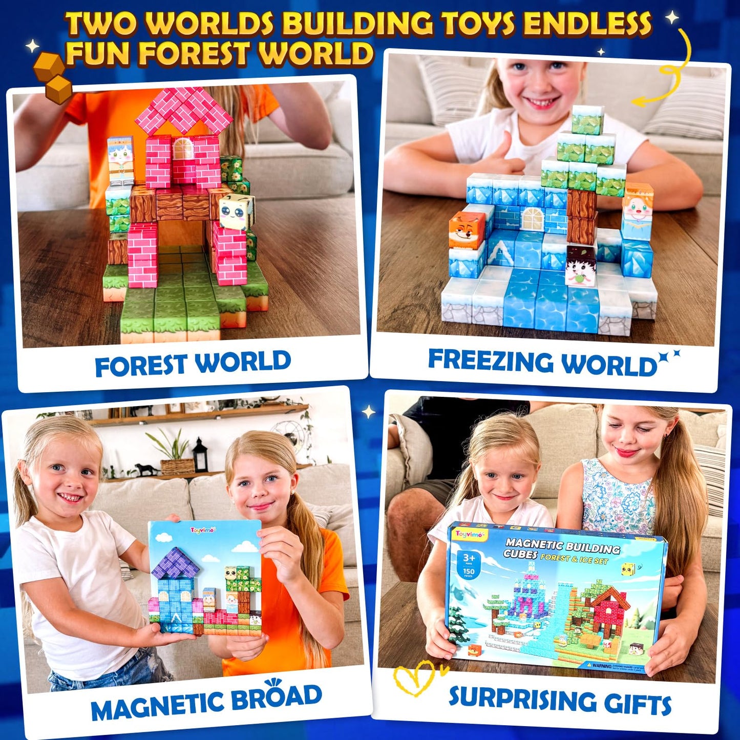 Toyvimo Magnetic Blocks 150PCS – STEM Building Toys for Kids 3-12 | Educational Gift