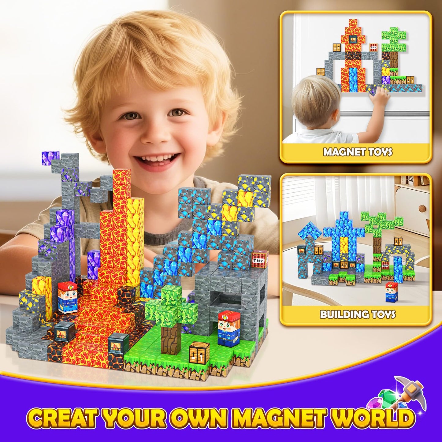 Toyvimo Magnetic Blocks 100PCS – Forest & Mine STEM Building Toys for Kids 3-12