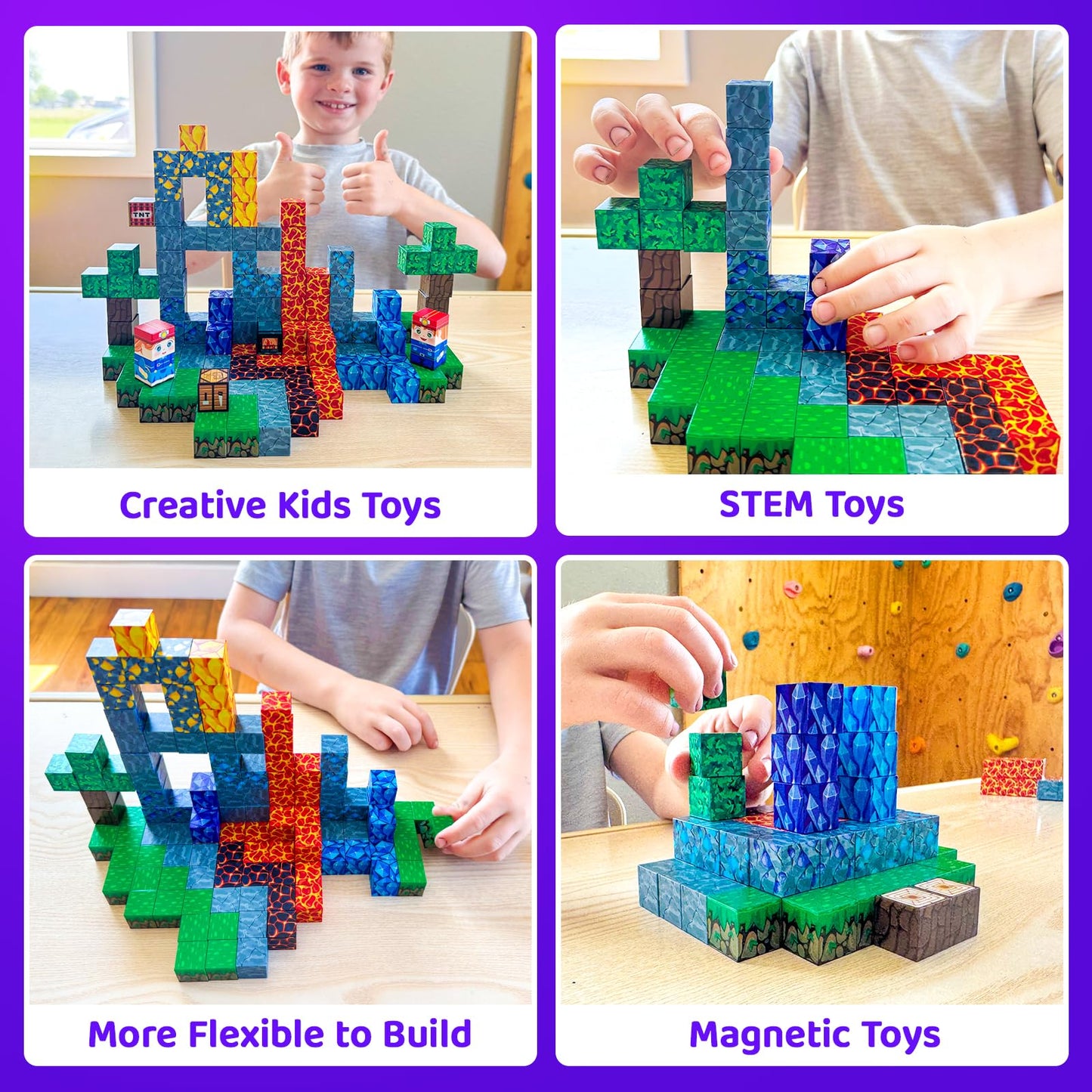 Toyvimo Magnetic Blocks 100PCS – Forest & Mine STEM Building Toys for Kids 3-12