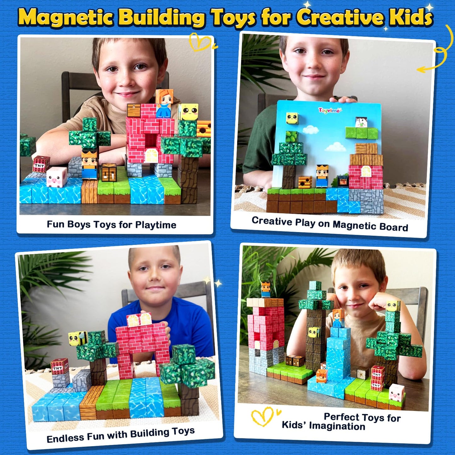 Toyvimo Magnetic Blocks 100PCS – STEM Compatible Building Toys for Kids 3+