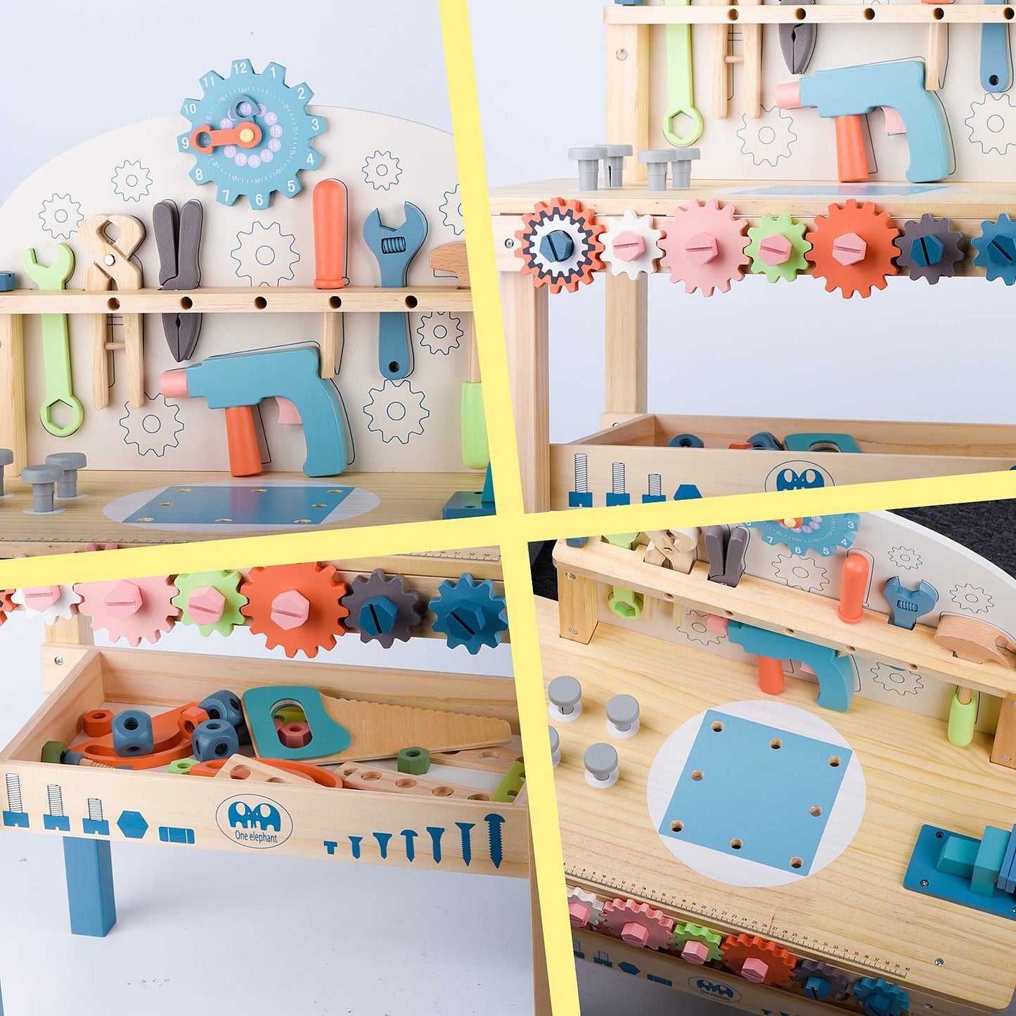 Toywoo Wooden Tool Bench for Kids – Play Workbench with Tools Set