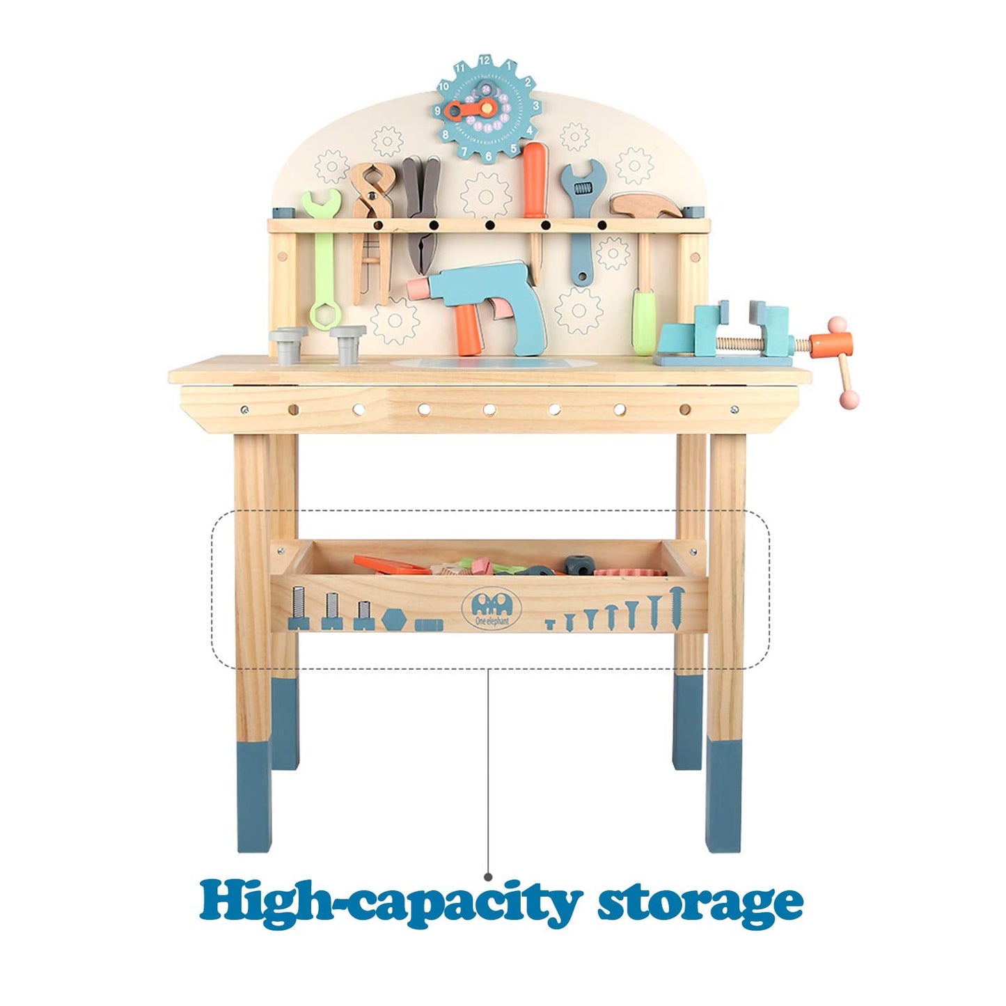 Toywoo Wooden Tool Bench for Kids – Play Workbench with Tools Set