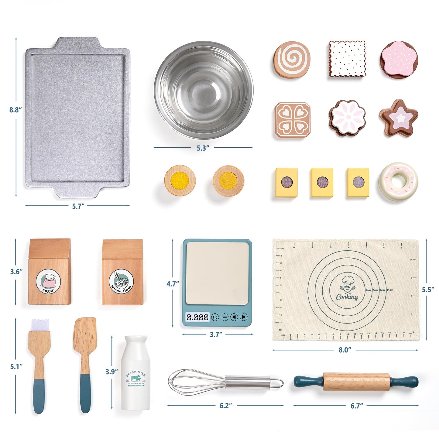 Toywoo Wooden Play Food Sets for Kids – Pretend Kitchen Accessories (Ages 3-6)