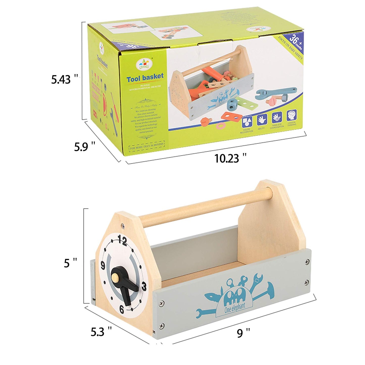 Toywoo Wooden Tool Toolbox – 34-Piece Educational Construction Set for Toddlers
