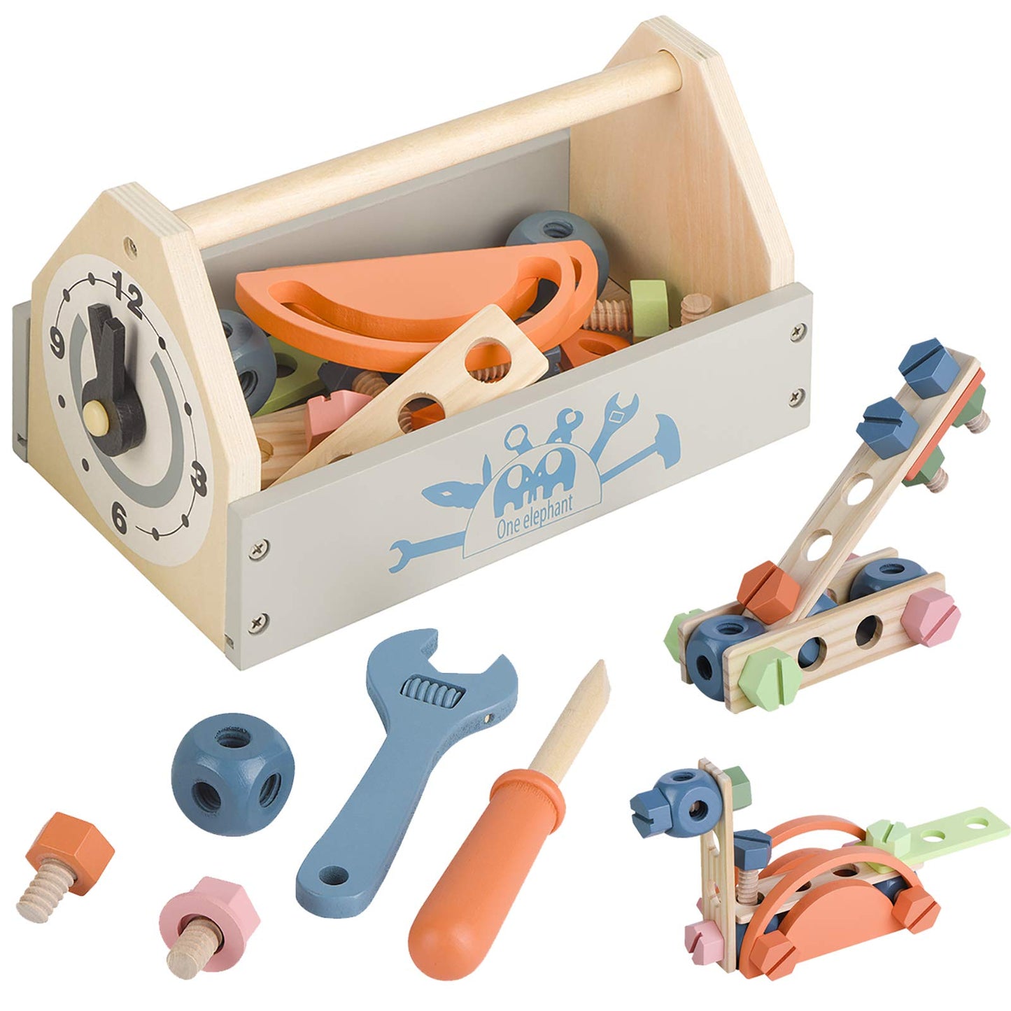 Toywoo Wooden Tool Toolbox – 34-Piece Educational Construction Set for Toddlers
