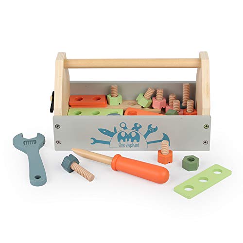 Toywoo Wooden Tool Toolbox – 34-Piece Educational Construction Set for Toddlers