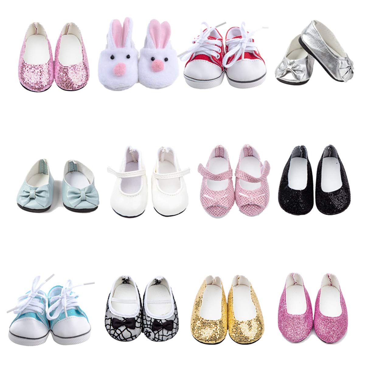 TOYYSB 6 Pairs Doll Shoes Set for 18-Inch Dolls — Boots + Leather Shoes