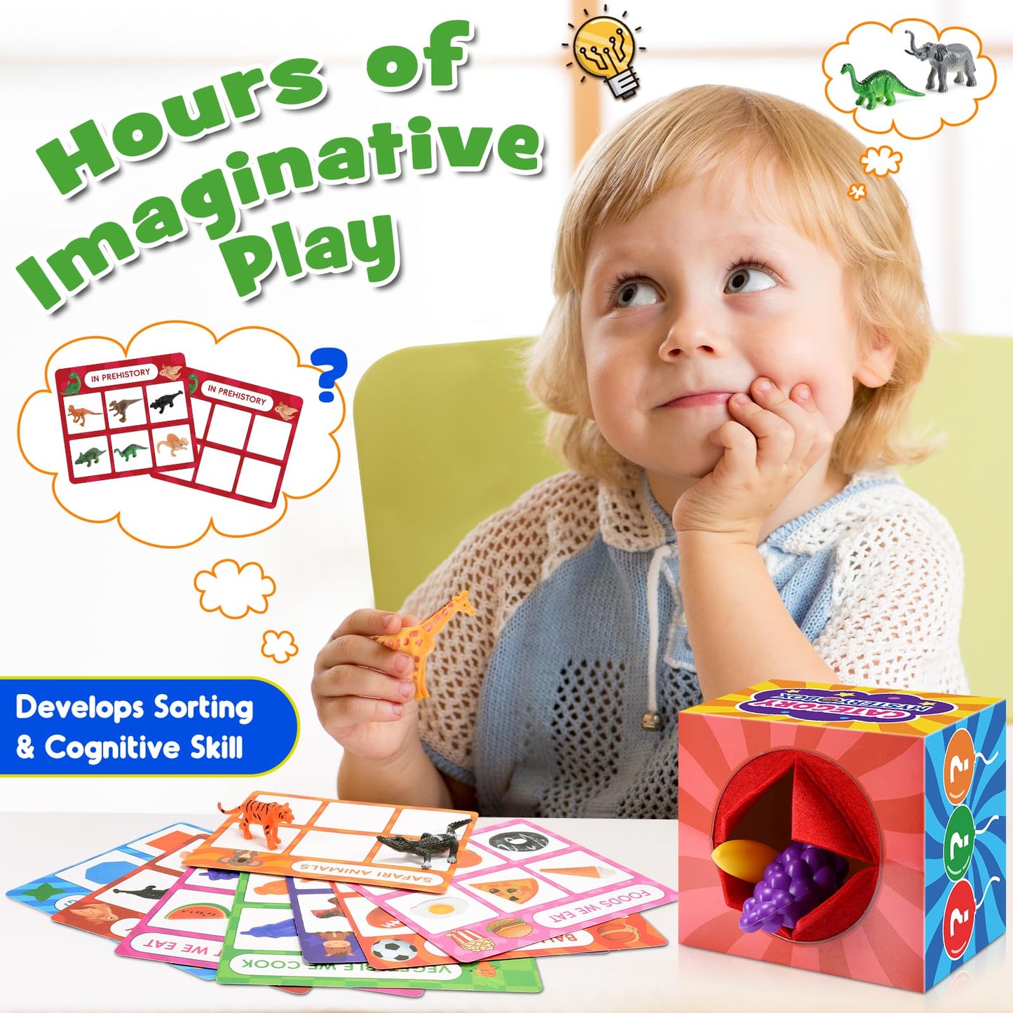 Toyze Montessori Toys for 3-6 Year Olds — 58-Piece Sorting Set & Mystery Box