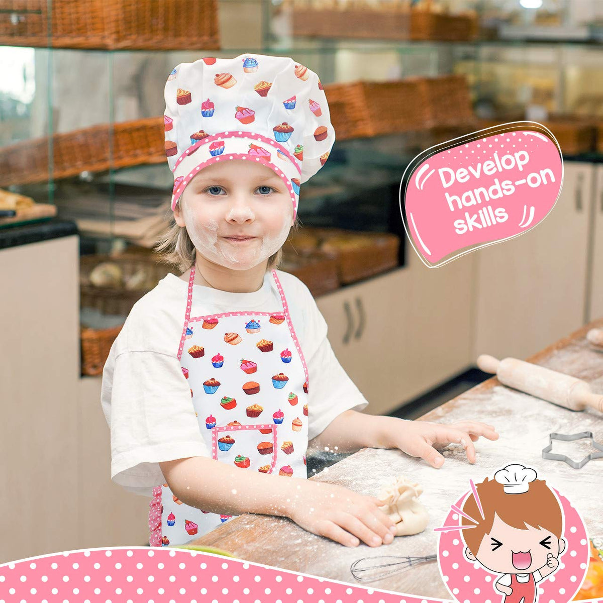 Toyze Kids Chef Costume Set – Apron, Hat & Accessories for 2–8 Year Olds