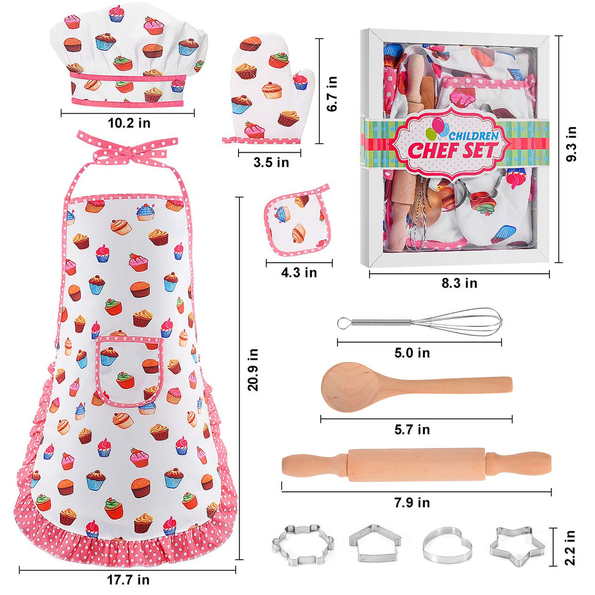 Toyze Kids Chef Costume Set – Apron, Hat & Accessories for 2–8 Year Olds