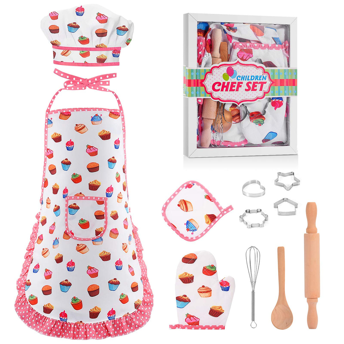 Toyze Kids Chef Costume Set – Apron, Hat & Accessories for 2–8 Year Olds