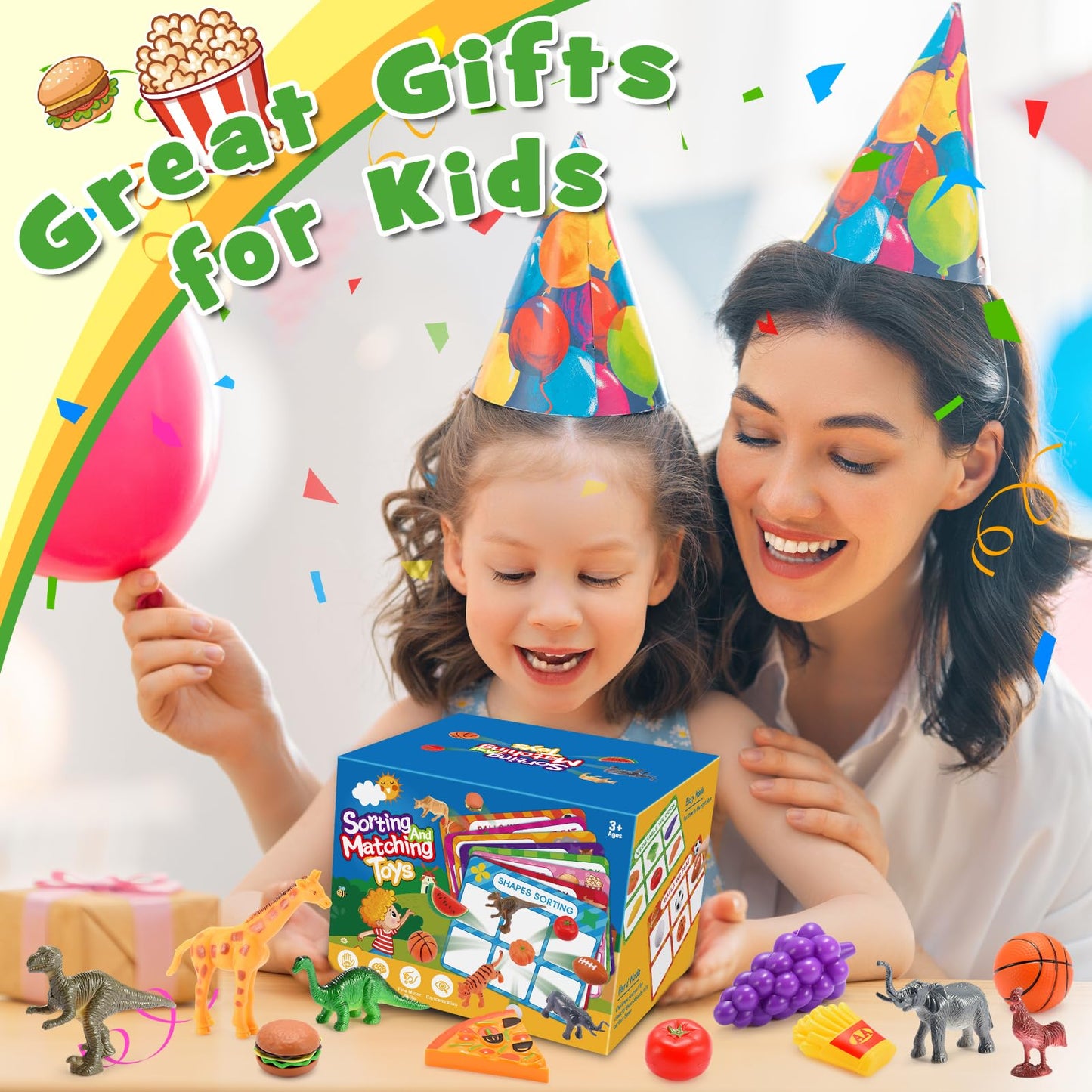 Toyze Montessori Toys for 3-6 Year Olds — 58-Piece Sorting Set & Mystery Box