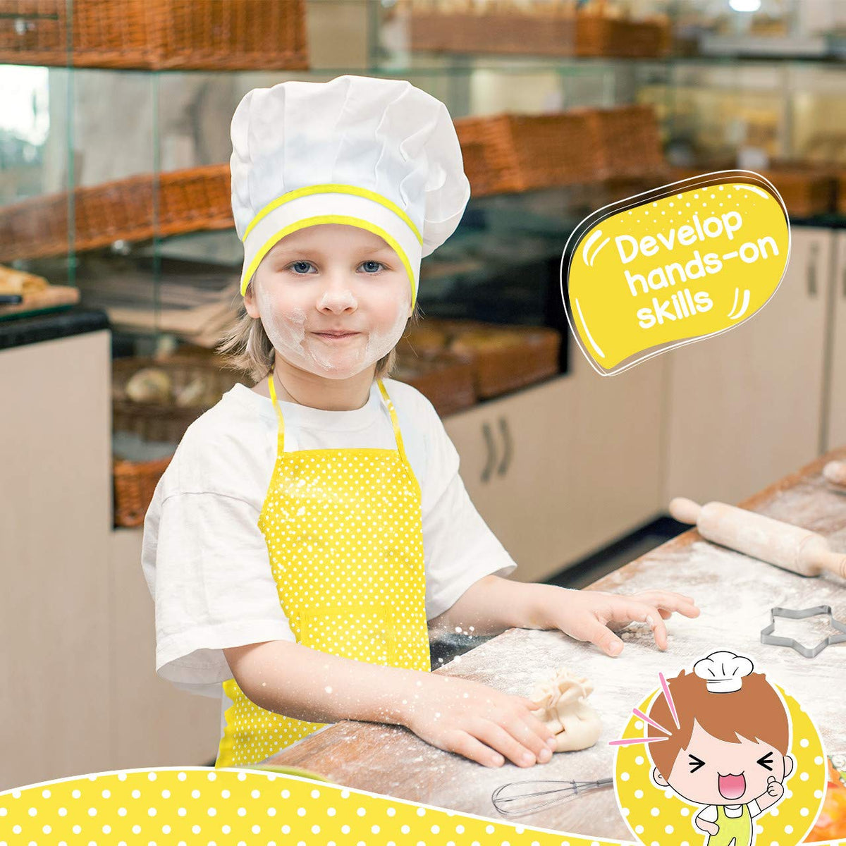 Toyze Kids Chef Costume Set for Ages 2-8 | Apron, Hat, Mitt & More