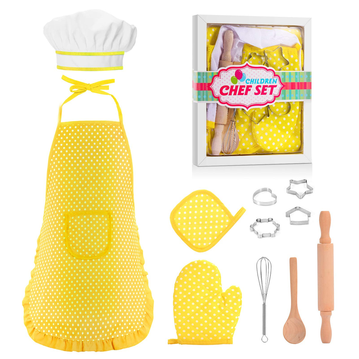 Toyze Kids Chef Costume Set for Ages 2-8 | Apron, Hat, Mitt & More