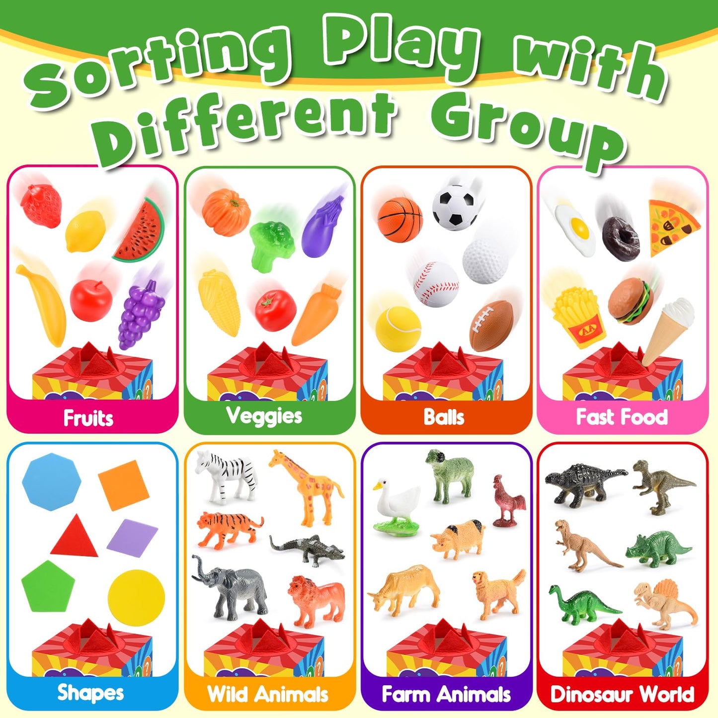 Toyze Montessori Toys for 3-6 Year Olds — 58-Piece Sorting Set & Mystery Box