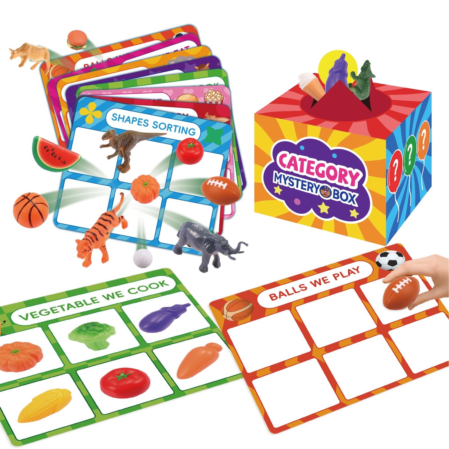 Toyze Montessori Toys for 3-6 Year Olds — 58-Piece Sorting Set & Mystery Box