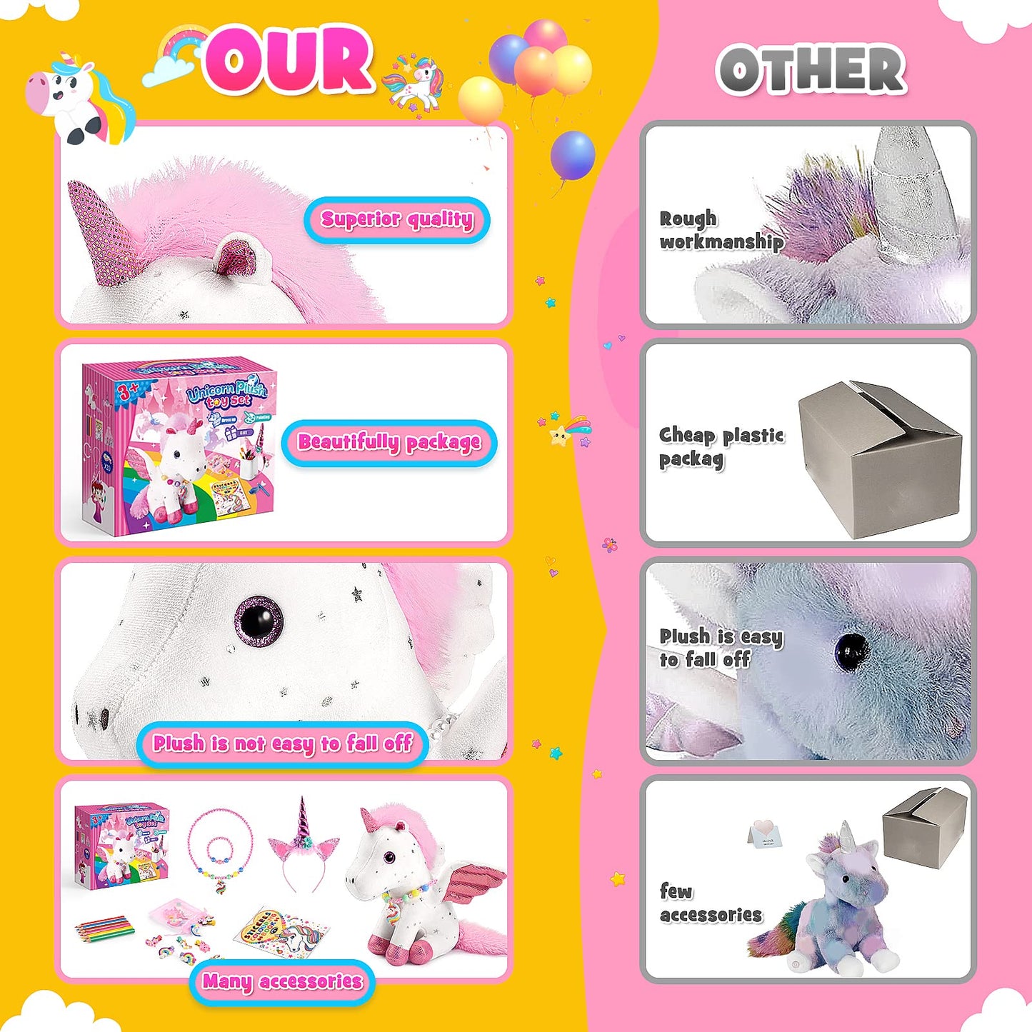 Toyze 21-Piece Unicorn Gift Set for Girls 3-8 | Plush, Dress-Up & Craft Kit