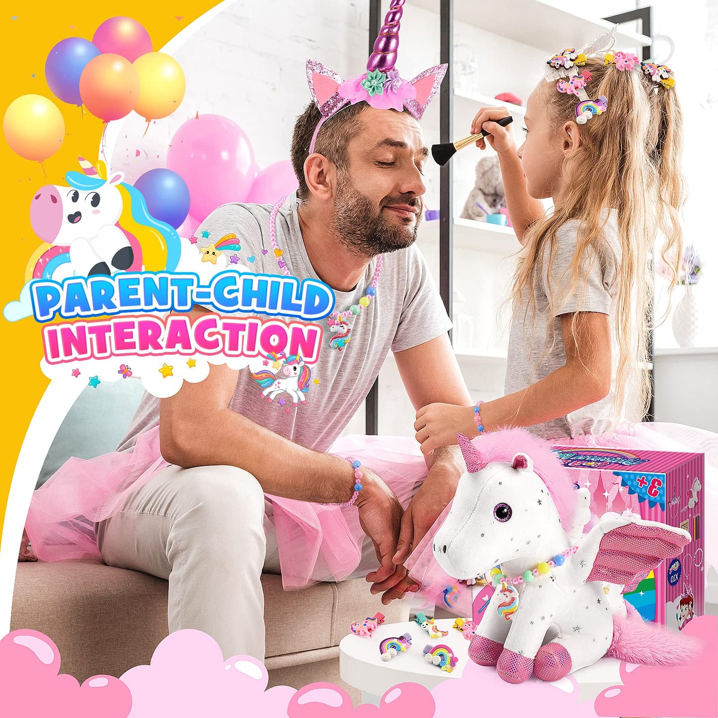 Toyze 21-Piece Unicorn Gift Set for Girls 3-8 | Plush, Dress-Up & Craft Kit