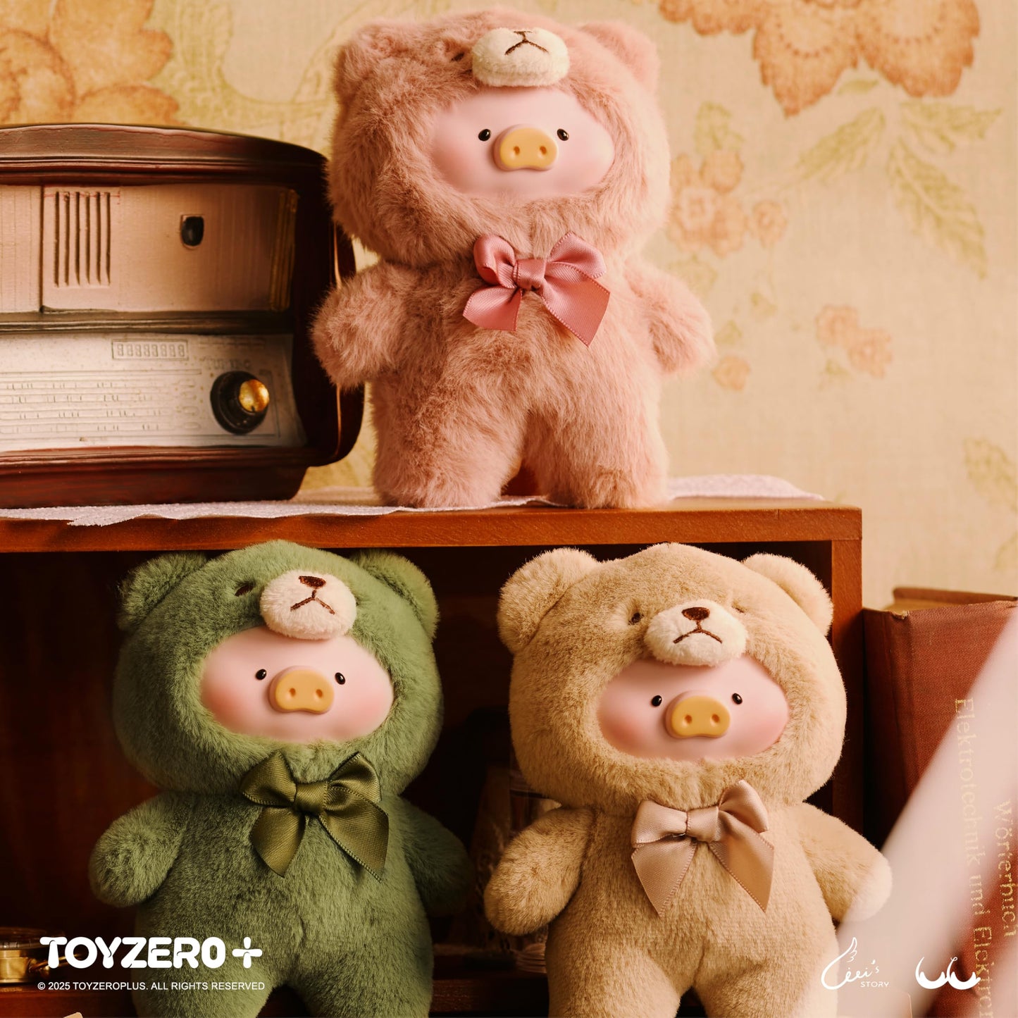 TOYZERO+ Lulu The Piggy Blind Box – Vintage Teddy Shop Plush Keychain Series