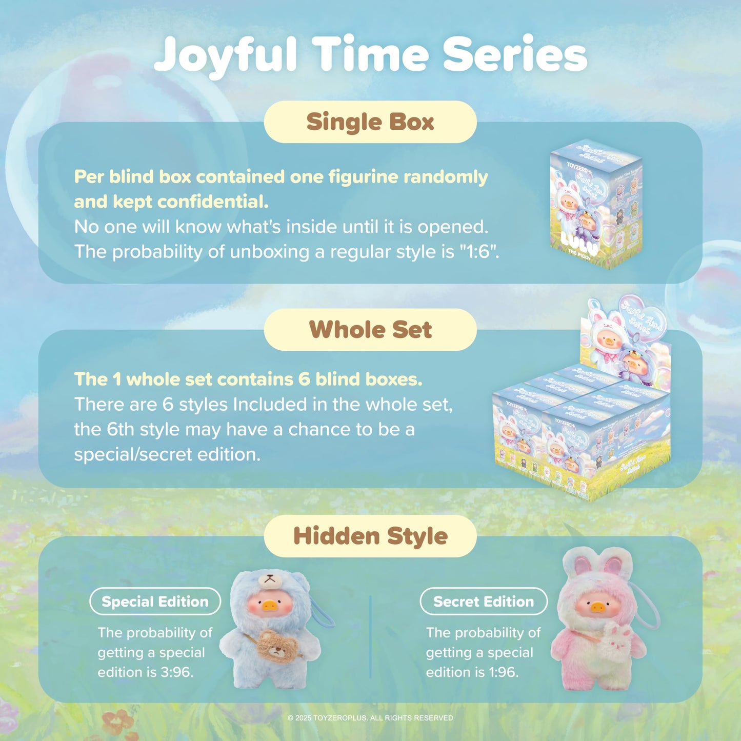 TOYZERO + Lulu The Piggy Blind Box - 6PCS Joyful Time Series Plush Keychains