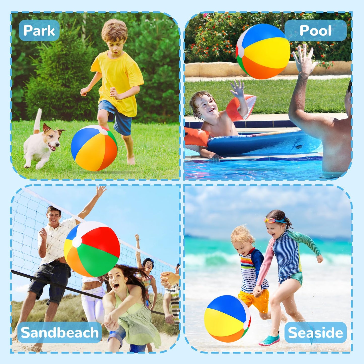 TPCHOIE 8-Pack 24-Inch Large Rainbow Beach Balls – Inflatable Pool Toys for Parties & Beach Fun