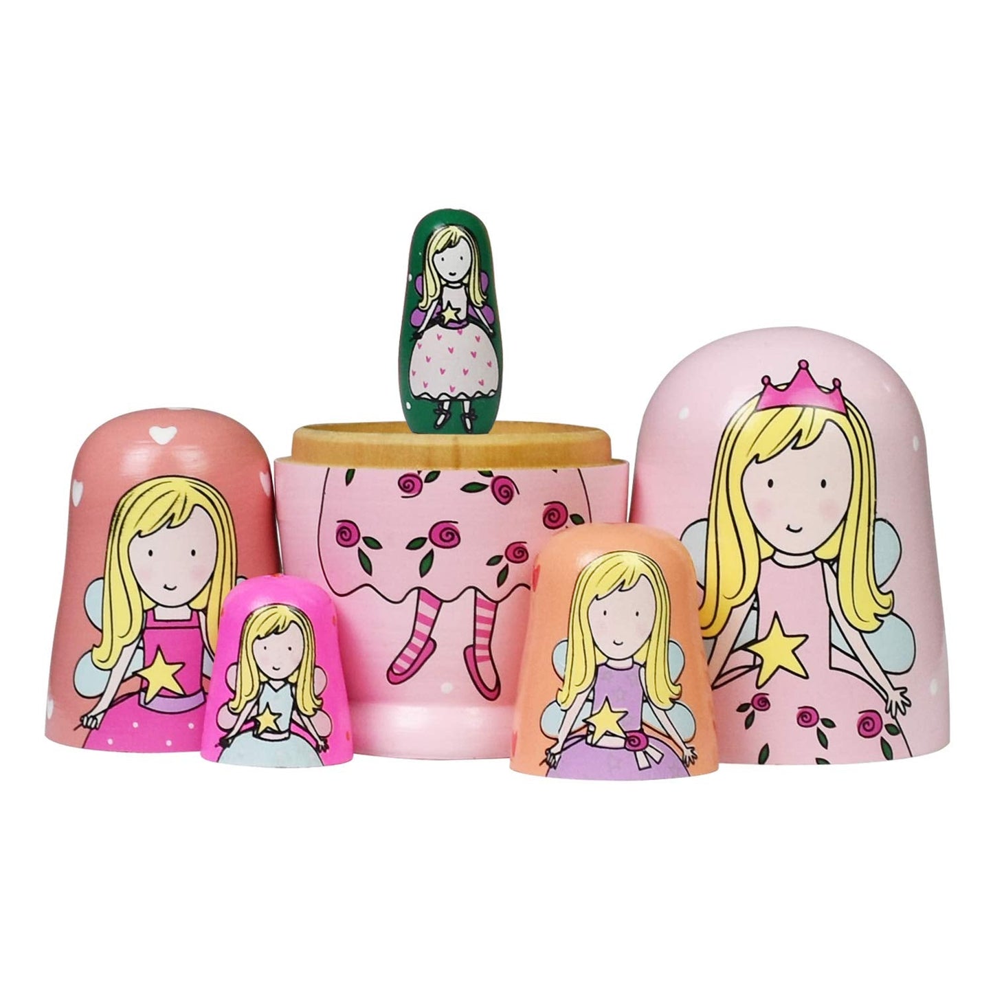 Tphon 5-Piece Cute Nesting Dolls – Handmade Russian Matryoshka Set, 6-Inch Tall, Wooden Gift