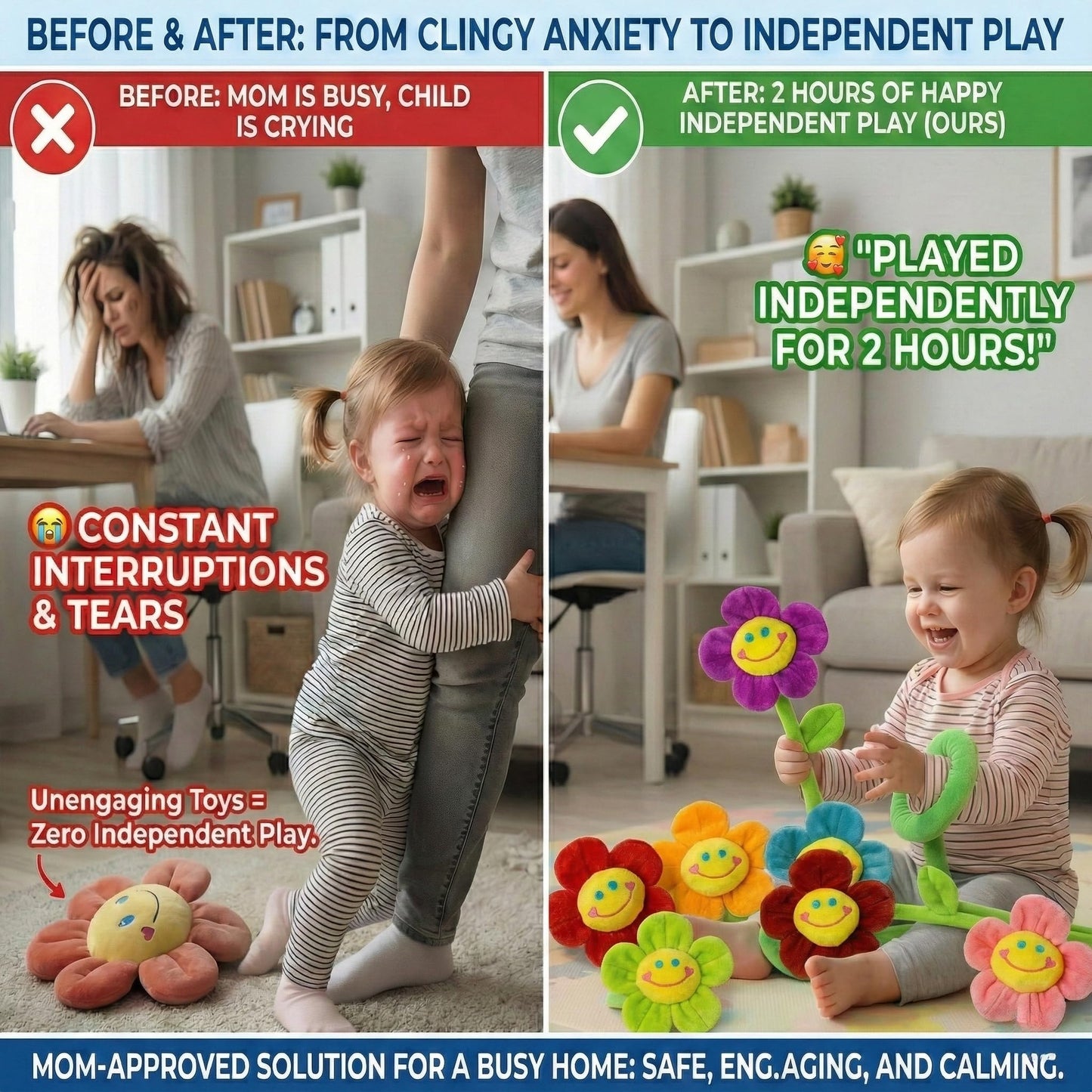 Tplay Flower Plush for Toddlers — Bendable Encased Stem Bouquet Toy (Ages 2–5)